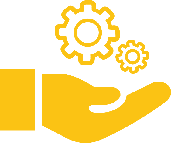 AllTek Staffing Engineering Graphic - Outstretched hand with gears above it graphic