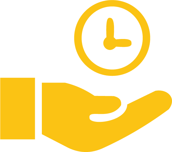 AllTek Staffing Project Management Graphic - Graphic of an outstretched hand with a clock above it