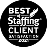 Black and White Best of Staffing Client Satisfaction 2021 Winner Logo