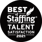 Black and White Best of Staffing Talent Satisfaction 2021 Winner Logo